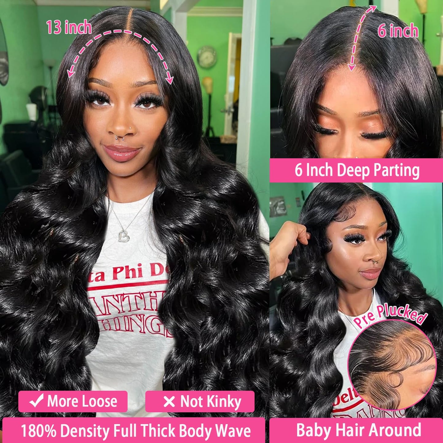 13X6 Body Wave Lace Front Wigs Human Hair Pre Plucked HD Transparent Lace Frontal Wigs Human Hair 180% Density Glueless Human Wigs with Baby Hair for Women 26 Inch