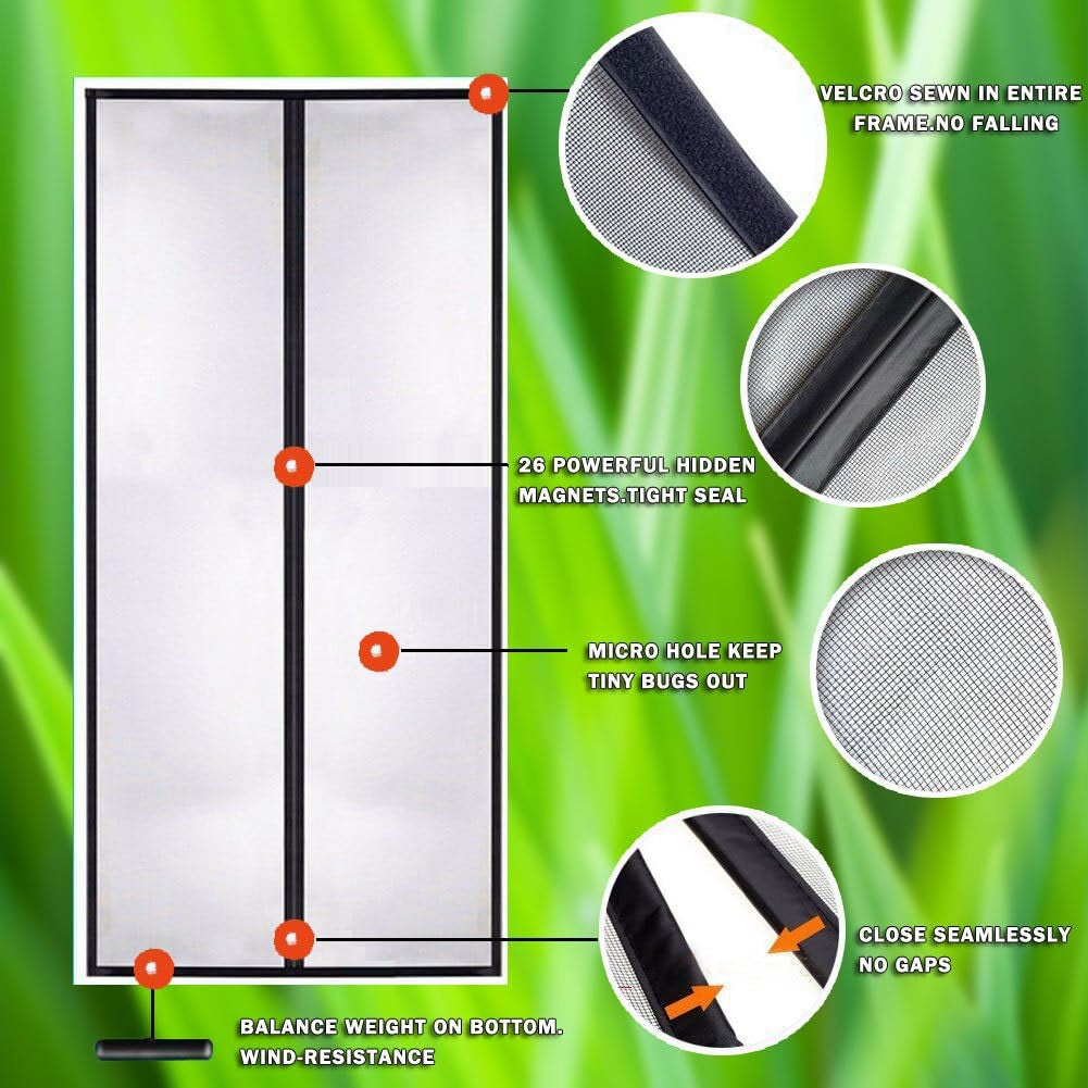 Magnetic Screen Door Easy Install Screen Door Magnetic Door Screen Pet Friendly Sliding Door Screen Door Mesh Door Screen Net for Doors Screen for Door